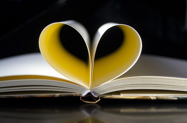 pages of a notebook curled in a heart